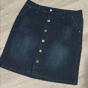 Kensie Classic Dark Wash Button-Front Denim Skirt
